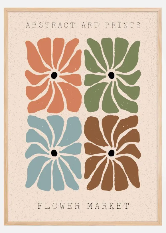 Abstract Art Flowers Poster (21x29.7 cm (A4))