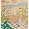 Antique Parisian Book Store Cat Canvastavla (30x40 cm)