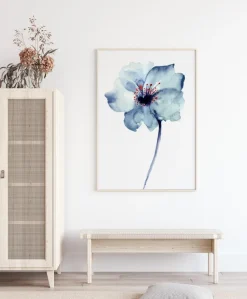 Aquarelle Flower - Blue Poster (21x29.7 cm (A4))