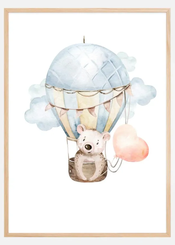 Bear hot air balloon Poster (21x29.7 cm (A4))