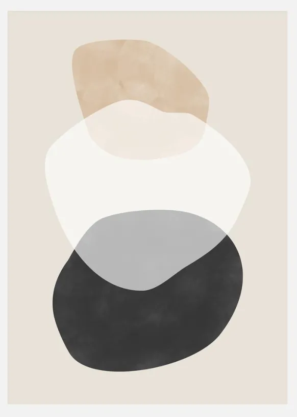 Beige Boho Shapes Artwork Canvastavla (30x40 cm)
