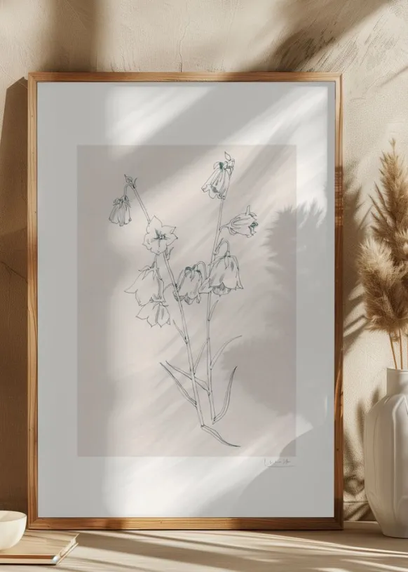 Bellflowers ink drawing Poster (21x29.7 cm (A4))