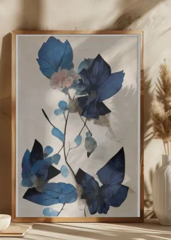 Blue Dry Flowers Poster (21x29.7 cm (A4))