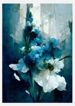 Blue Flower Bouquet Canvastavla (30x40 cm)