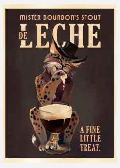 Bourbon De Leche Guinness Style Cat Art Canvastavla (30x40 cm)