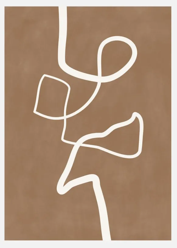 Brown Single Line Artwork Canvastavla (30x40 cm)