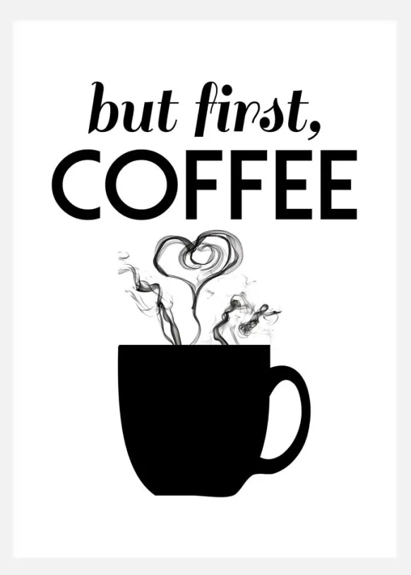 But First Coffee - Svart Canvastavla (30x40 cm)