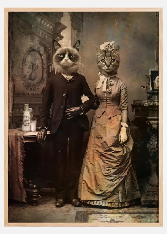 Cat Couple Poster (21x29.7 cm (A4))