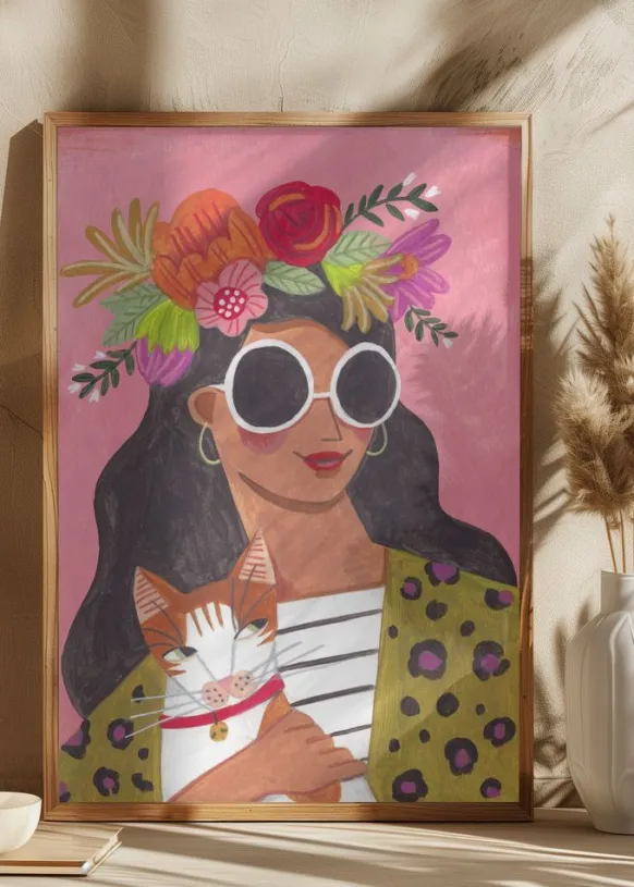 Cat Lady Poster (21x29.7 cm (A4))