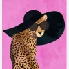 Cheetah Hat Pink Canvastavla (30x40 cm)