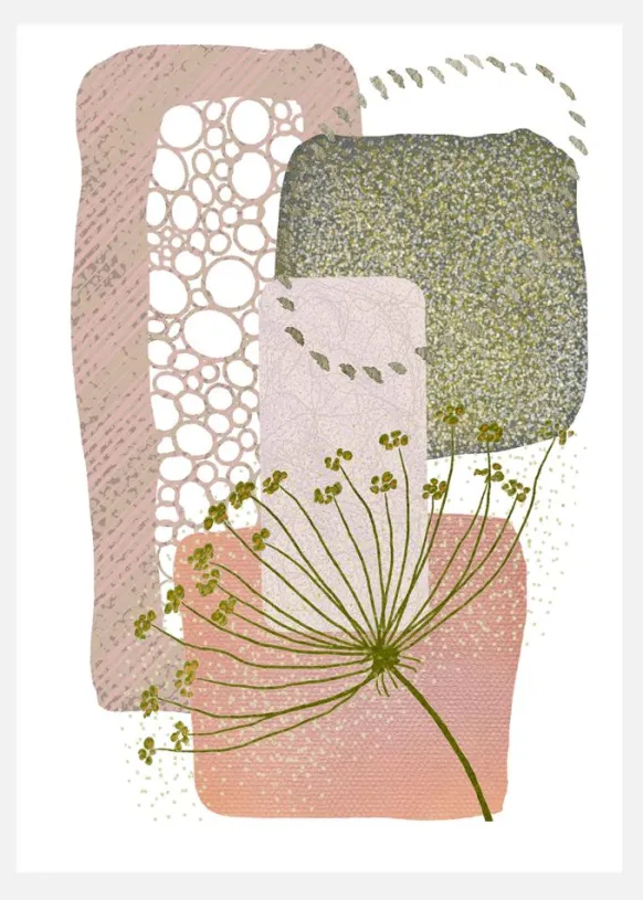 Delicate Pink And Green 2 Canvastavla (30x40 cm)