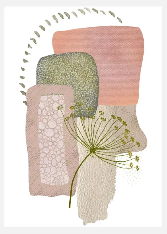 Delicate Pink And Green 1 Canvastavla (30x40 cm)