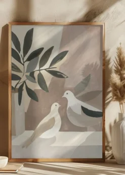 Doves On Patio Poster (21x29.7 cm (A4))