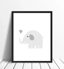 Elefant Solo - Dimgrå Poster (30x40 cm)