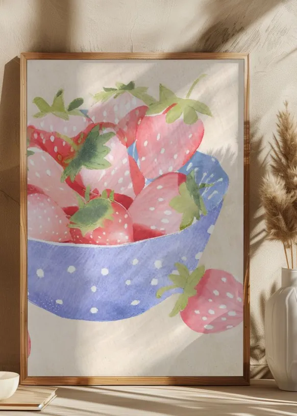 Erdbeeren in Schale Poster (21x29.7 cm (A4))