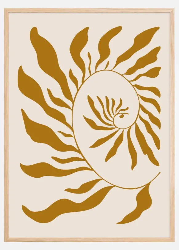 Flower Art Brown Poster (21x29.7 cm (A4))