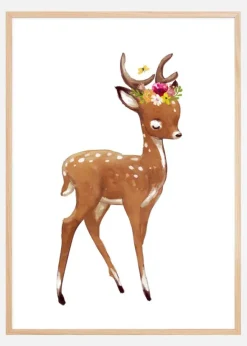 Flower Deer Poster (21x29.7 cm (A4))