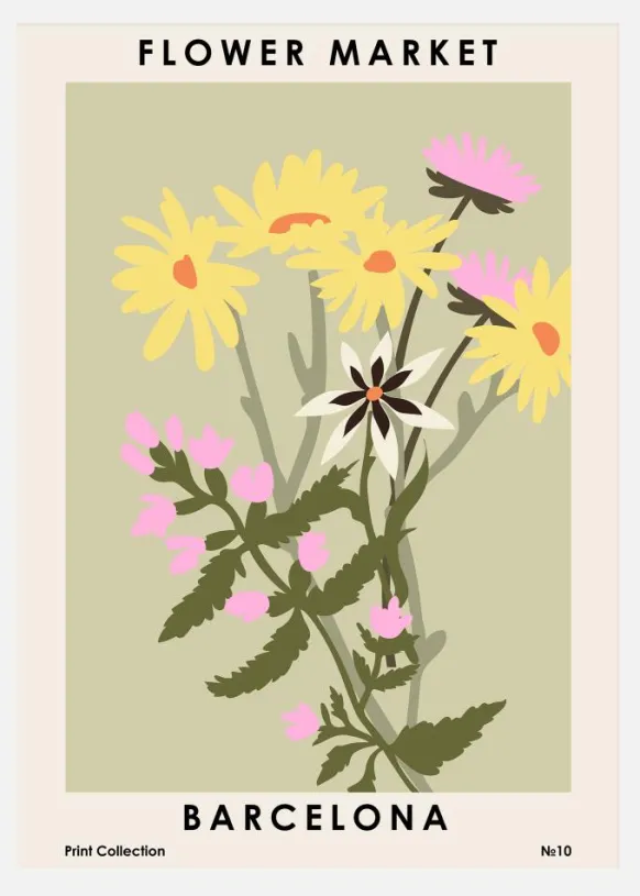 Flower Market Barcelona Canvastavla (30x40 cm)