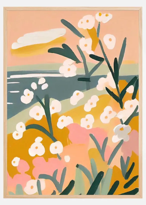 Flowers By The Sea Poster (21x29.7 cm (A4))