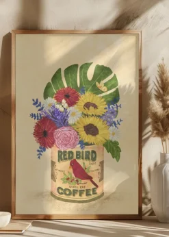 Flowers In a Vintage Coffee Can Poster (21x29.7 cm (A4))