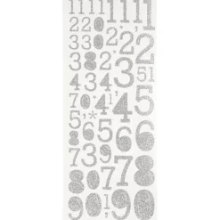 Focus Glitterstickers Silver Numbers