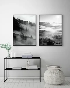 Foggy Forest Black & White I - 50x70 cm Poster