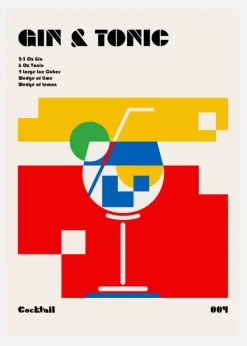 Gin A Tonic Bauhaus Cocktail Canvastavla (30x40 cm)