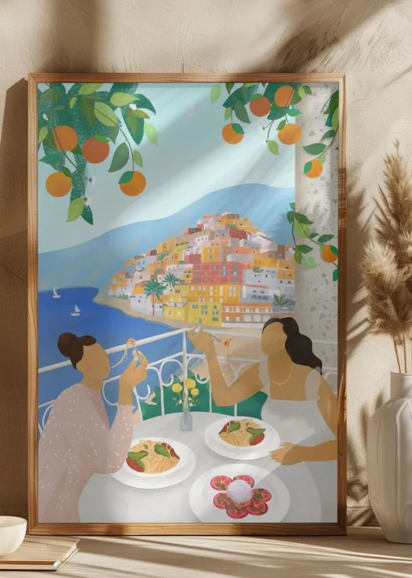 Girls in Positano Poster (21x29.7 cm (A4))