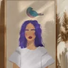 Girl with bird Poster (21x29.7 cm (A4))