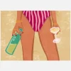 Girl With Wine At The Beach Canvastavla (30x40 cm)
