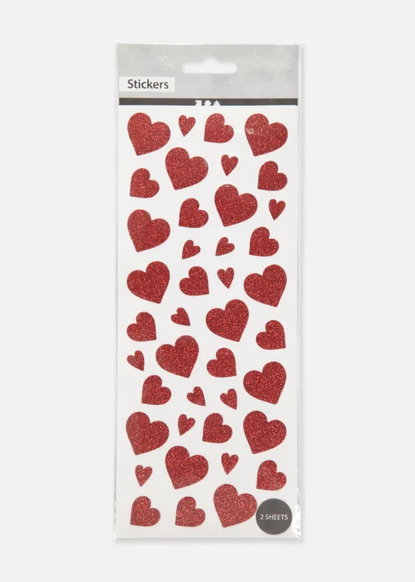 Glitterstickers Röda hjärtan 2-pack