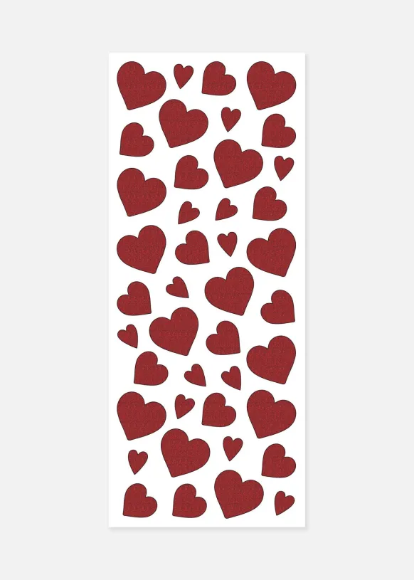 Glitterstickers Röda hjärtan 2-pack