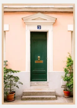Green Paris Door Poster (21x29.7 cm (A4))