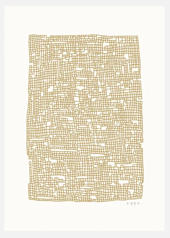 Grid Dark Oker Canvastavla (30x40 cm)