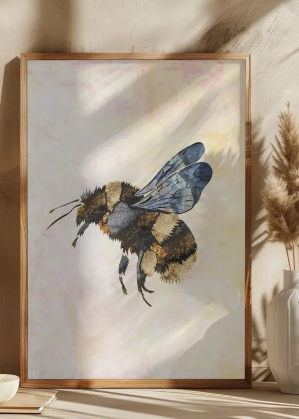 Grunge Watercolour Bee Poster (21x29.7 cm (A4))