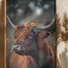 Highland Cow With Flowers Poster (21x29.7 cm (A4))