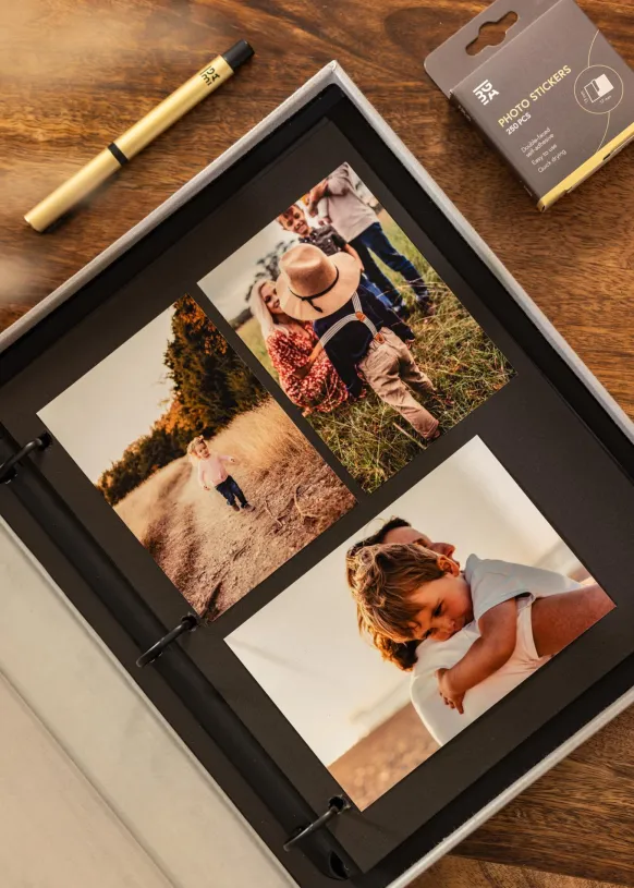 KAILA PHOTO ALBUM Grey - Coffee Table Photo Album (60 Svarta Sidor / 30 Blad)