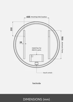 KAILA Spegel Circle LED Svart 80 cm Ø