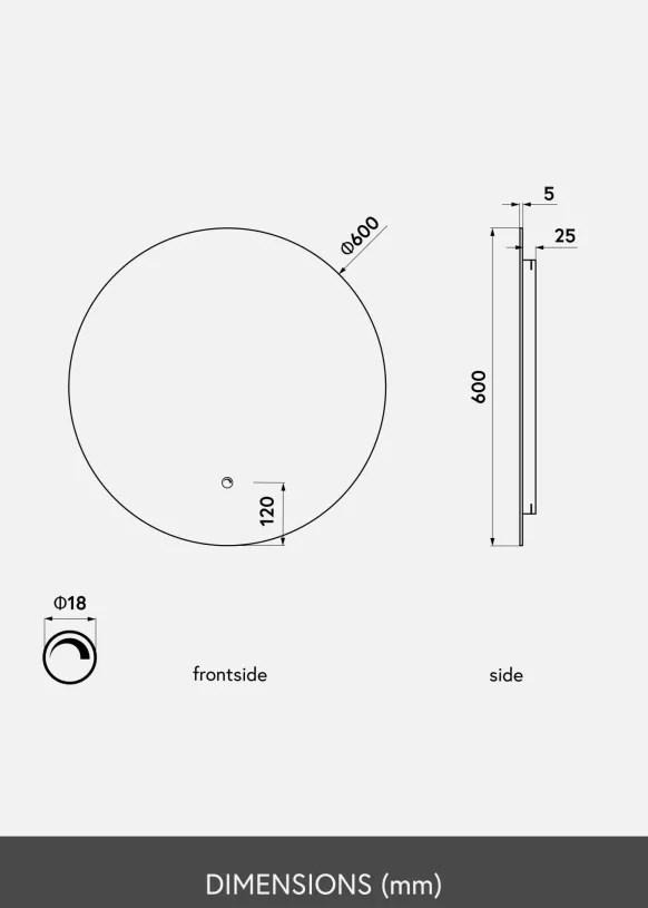 KAILA Spegel LED 60 cm Ø