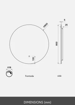 KAILA Spegel LED 80 cm Ø