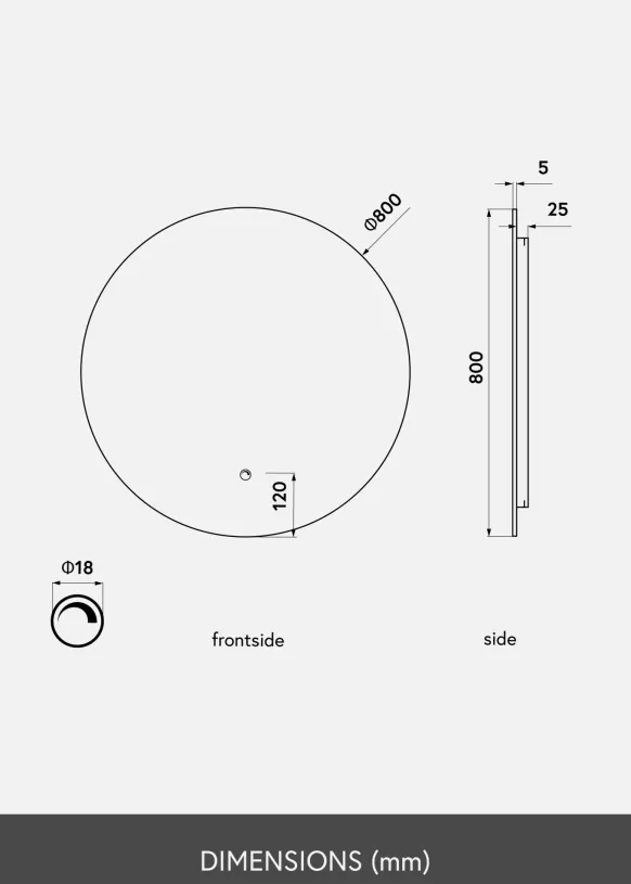 KAILA Spegel LED 80 cm Ø