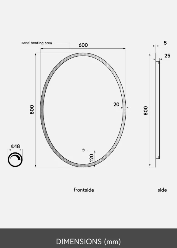 KAILA Spegel Oval LED 60x80 cm