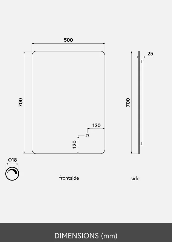 KAILA Spegel Soft Edges LED 50x70 cm