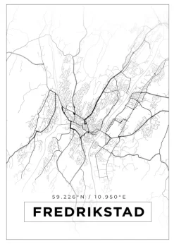 Karta - Fredrikstad - Vit Poster (21x29.7 cm (A4))