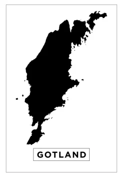 Karta - Gotland - Vit Poster (21x29.7 cm (A4))