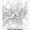 Karta - Göteborg - Vit Canvastavla (30x40 cm)