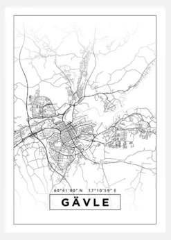 Karta - Gävle - Vit Canvastavla (30x40 cm)