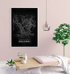 Karta - Helsinki - Svart Poster (21x29.7 cm (A4))