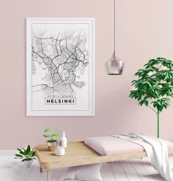Karta - Helsinki - Vit Poster (21x29.7 cm (A4))
