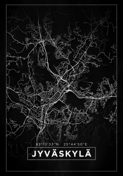 Karta - Jyväskylä - Svart Poster (21x29.7 cm (A4))